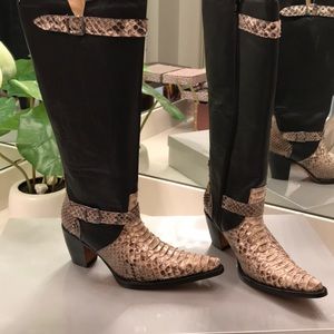 Genuine python leather boots